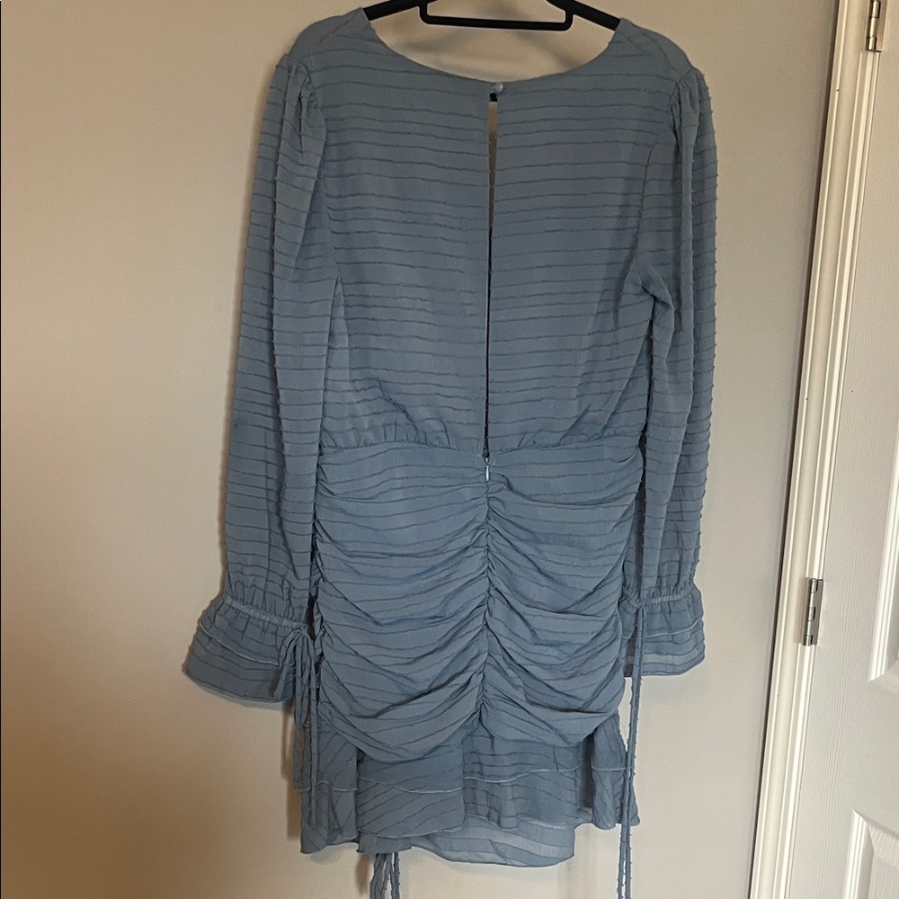 Style Rack Blue Long Sleeve Ruched Dress - Picture 3 of 6